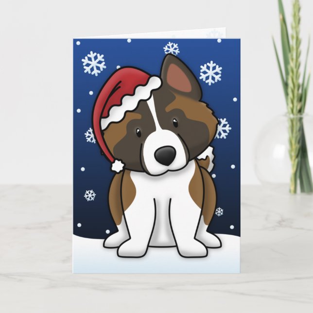 Carte de Noël Kawaii Akita (Devant)