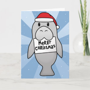 Carte de Noël Kawaii Manatee