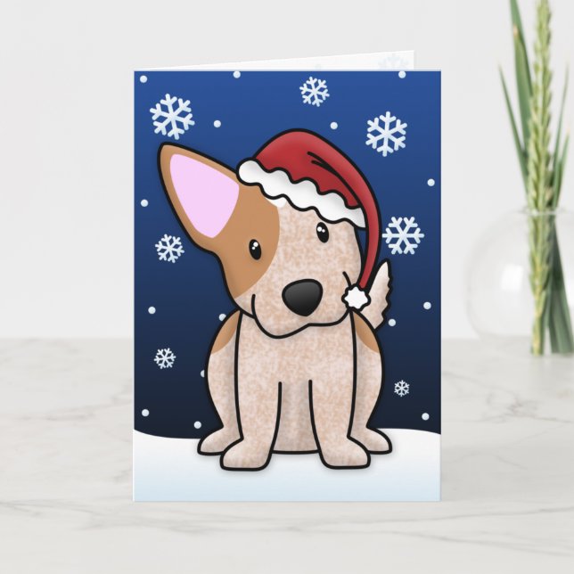 Carte de Noël Kawaii Red Heeler (Devant)