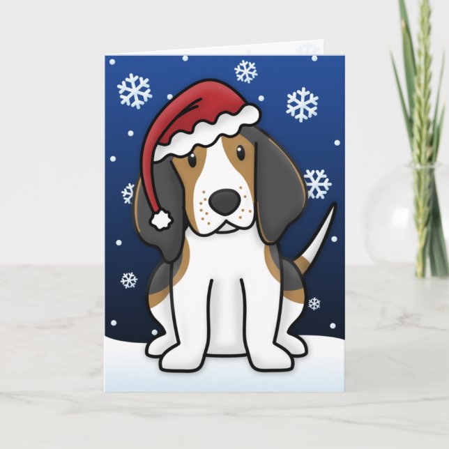 Carte de Noël Kawaii Treking Walker Coonhound (Devant)