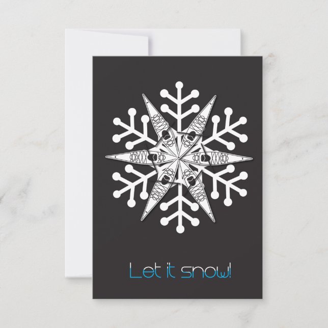 Carte de Noël Kayak "Laissons la neige !"invitatio (Devant)