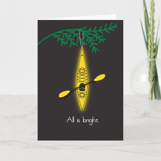 carte de Noël kayak "Tout est lumineux" (Devant)