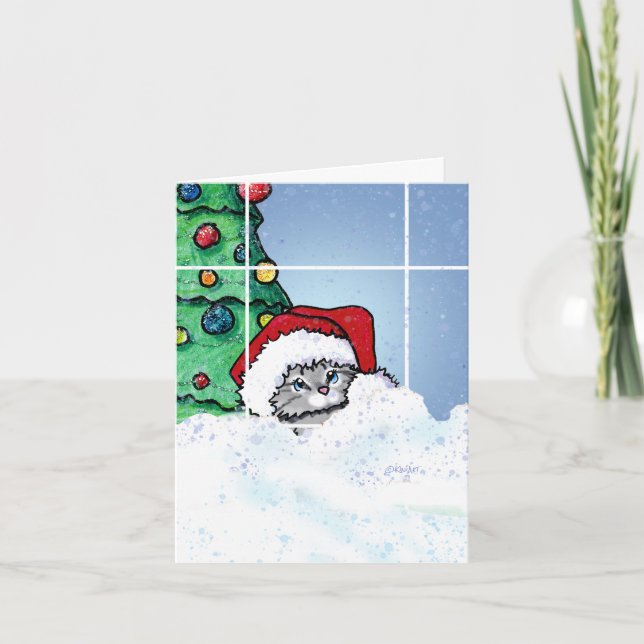 Carte de Noël KiniArt Tabby Chat (Devant)