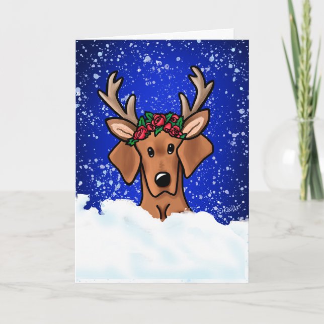 Carte de Noël KiniArt Vizsla Hound (Devant)