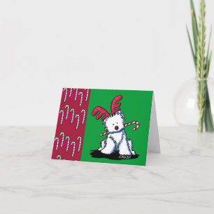 Carte de Noël KiniArt Westie Reindeer