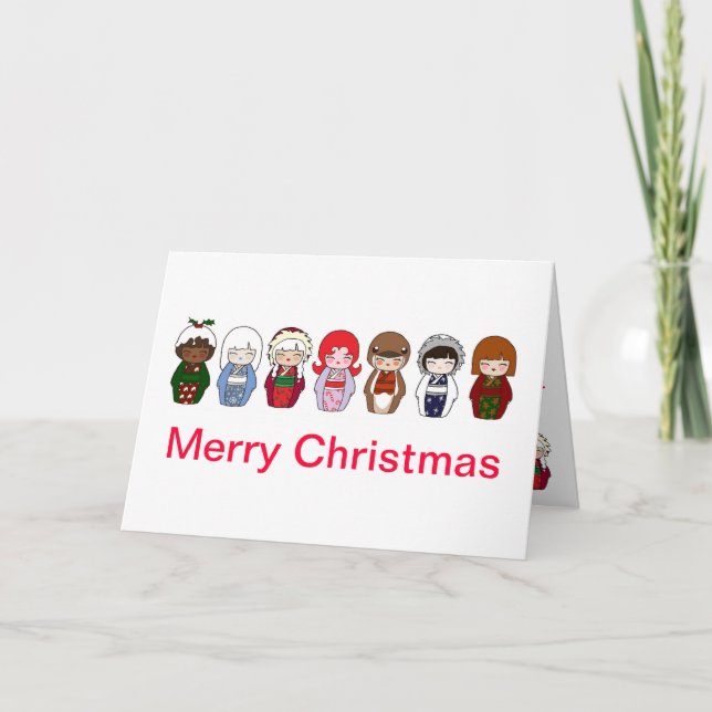 Carte de Noël Kokeshi 2 (Devant)