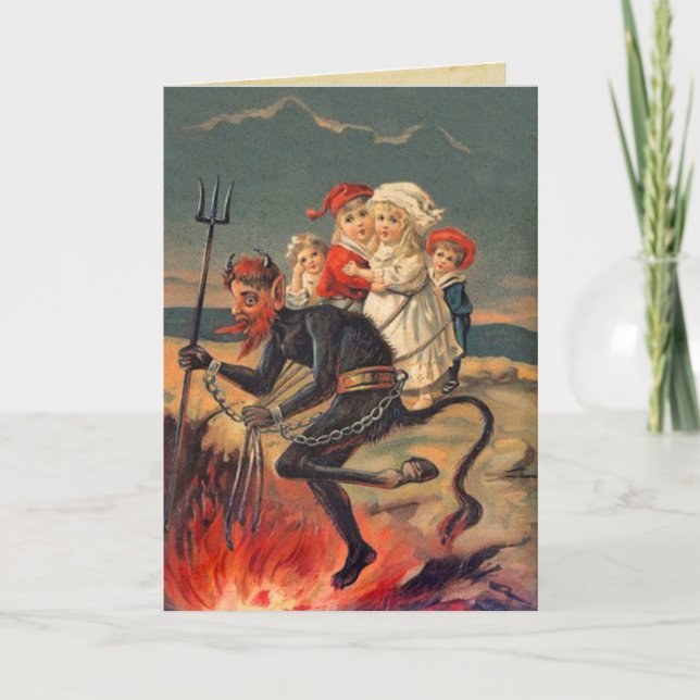 Carte de Noël Krampus roumain vintage (Devant)