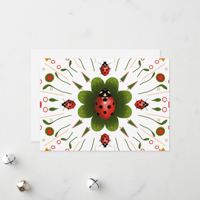 Carte de Noël Ladybug (Devant/Arrière en situation)