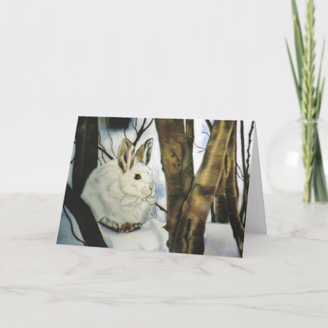 Carte de Noël "Lièvre de raquette" (Devant)