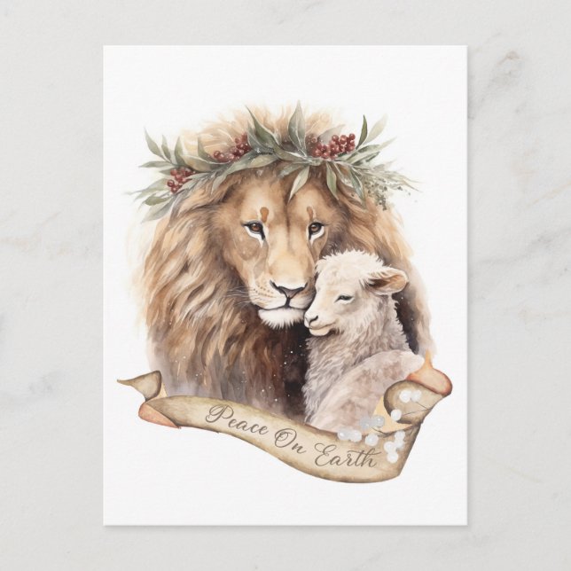 Carte de Noël Lion Et Agneau (Devant)