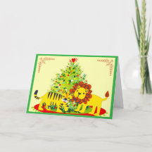 Carte de Noël Lion et Tigre Amoureux
