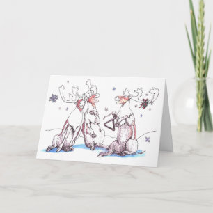 Carte de Noël lunatique de faune de caribou de