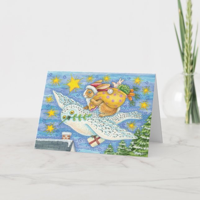 Carte de Noël lunatique de lapin (Devant)