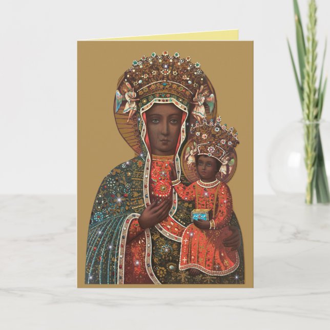Carte de Noël Madonna et Enfant Noir Version DRB (Devant)