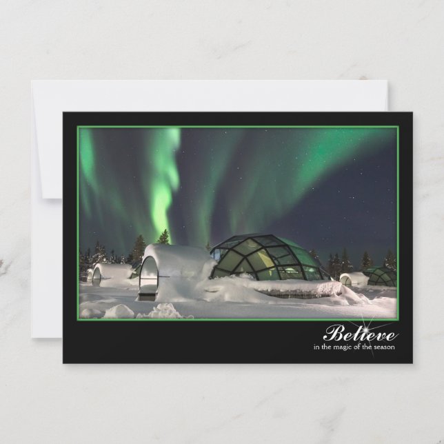 Carte de Noël magique de lumières du nord (Devant)