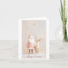 Carte de Noël magique de Santa et rennes
