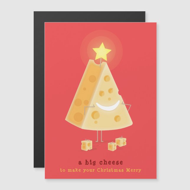 Carte de Noël magnétique au grand fromage (Devant / Derrière)
