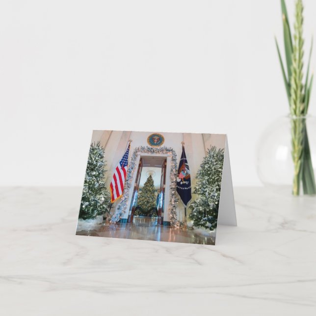 Carte de Noël Maison Blanche Arbres patriotiques (Devant)