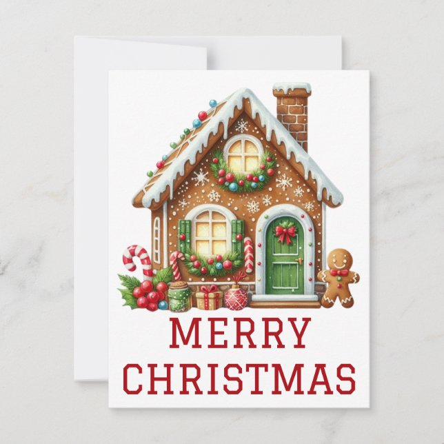Carte de Noël Maison en Pain d'Épices (Devant)