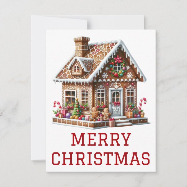 Carte de Noël Maison en Pain d'Épices (Devant)