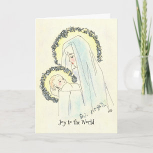 Carte de Noël Marie et enfant