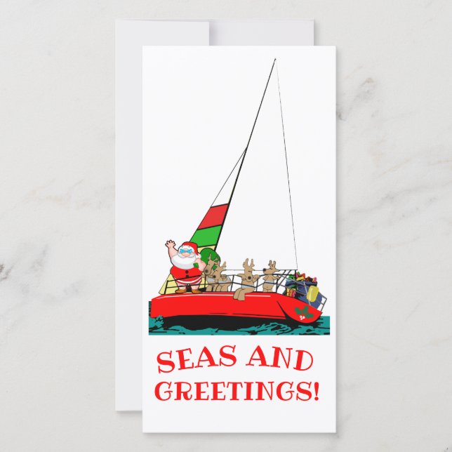 Carte de Noël marine et salutations (Devant)