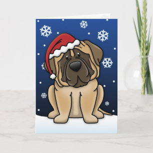 Carte de Noël Mastiff Kawaii