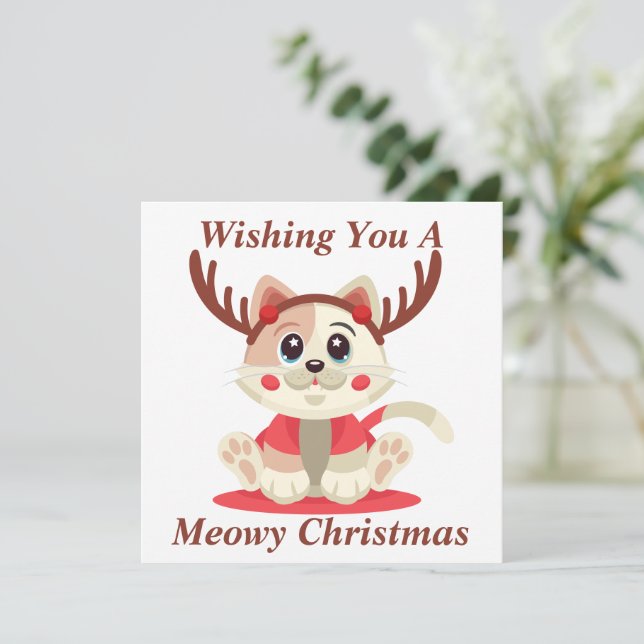 Carte de Noël Meowy (Debout devant)