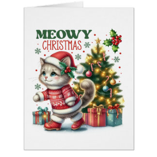 Carte de Noël Meowy