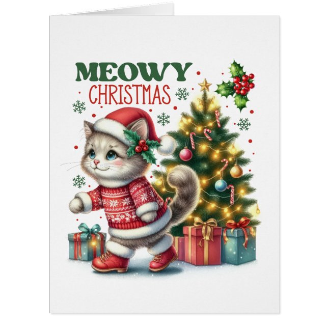 Carte de Noël Meowy (Devant)