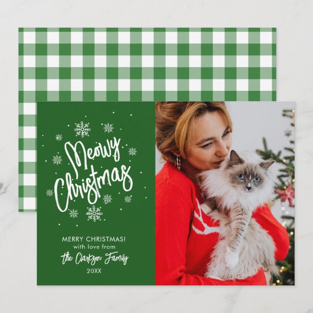 Carte de Noël Meowy Flocon de Neige Mignon Animaux (Devant / Derrière)