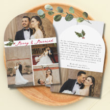 Carte de Noël Merry & Married avec 5 photos manusc