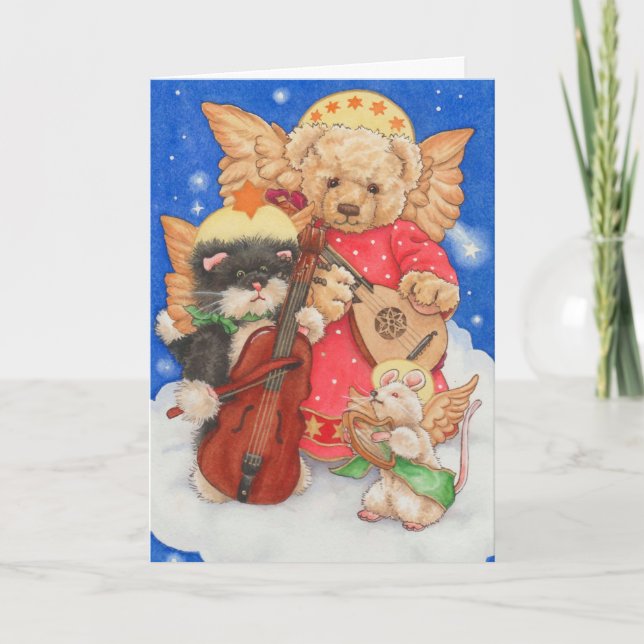 Carte de Noël mignonne avec des ours en peluche et (Devant)