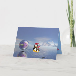 Carte de Noël mignonne avec les pingouins et le
