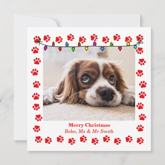 Carte de Noël mignonne avec photo et pattes person (Devant)