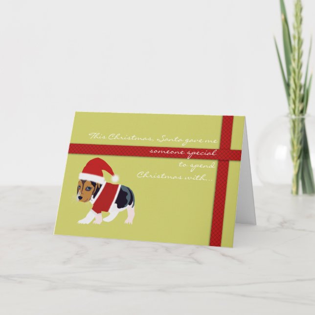Carte de Noël mignonne (chien) - personnalisable (Devant)