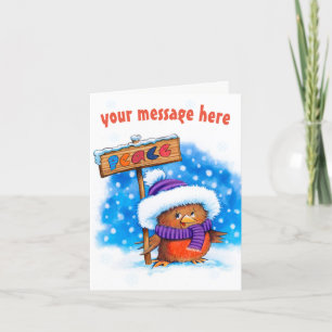 Carte de Noël mignonne de Robin de paix