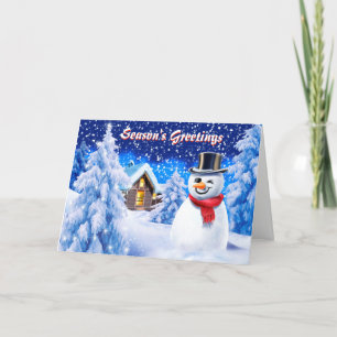 Carte de Noël mignonne de scène de neige de