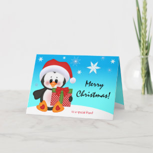 Carte de Noël mignonne Drôle Penguin Cadeau