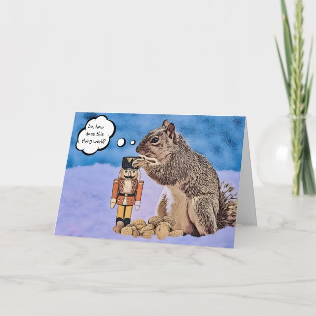 Carte de Noël mignonne écureuil et noisette (Devant)