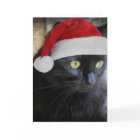 Carte de Noël mignonne, Jolie Chat Noir avec Casqu