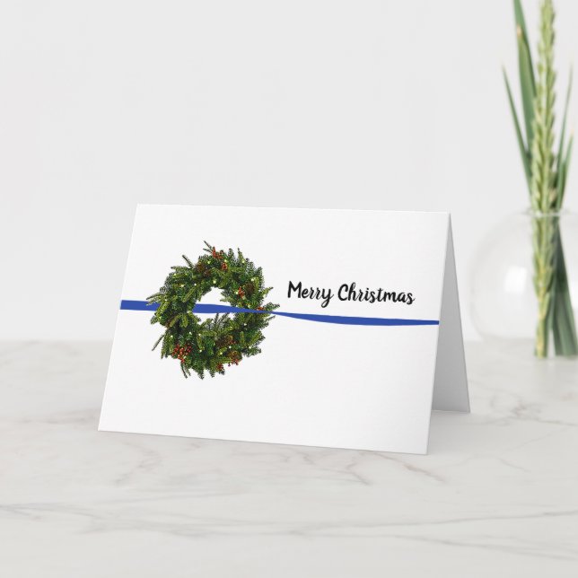 Carte de Noël mince en ligne bleue (Devant)