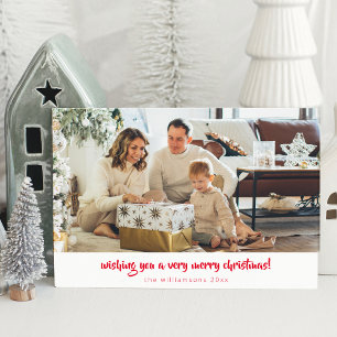 Carte de Noël minimaliste à l'écriture rouge 1 Pho