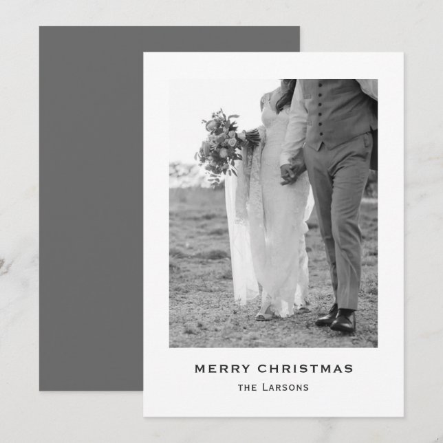 Carte de Noël minimaliste moderne gris (Devant / Derrière)