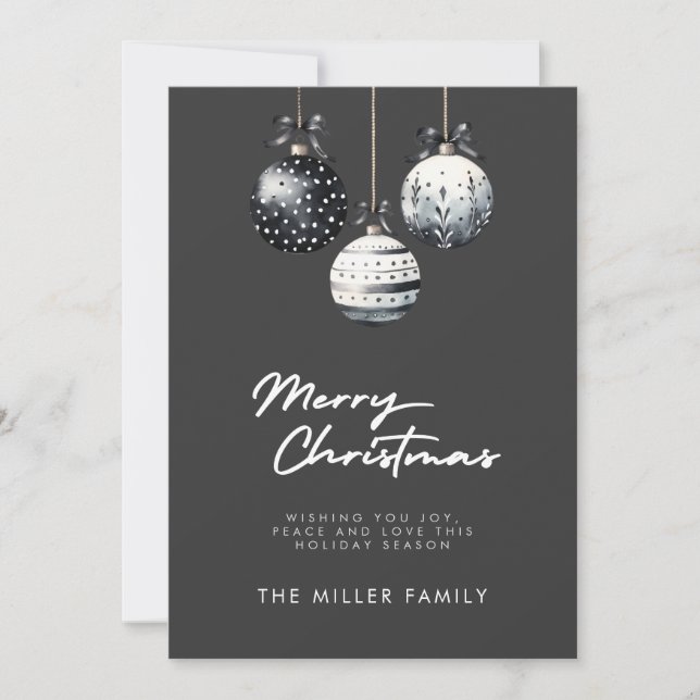 Carte de Noël minimaliste noir blanc (Devant)