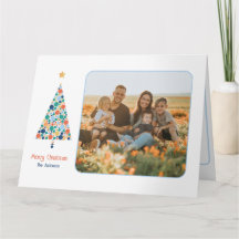 Carte de Noël minime aux arbres de Noël colorés