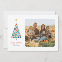 Carte de Noël minime aux arbres de Noël colorés