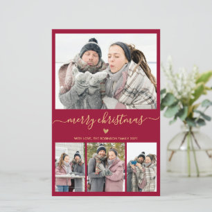 Carte de Noël minime Bordo Gold 4 photo Budget