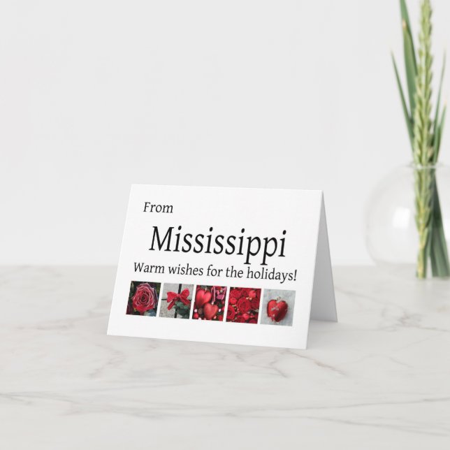 Carte de Noël Mississippi avec ornements (Devant)