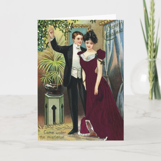 Carte de Noël Mistletoe Vintage (Devant)